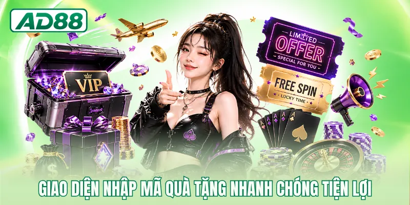 Giao diện nhập mã quà tặng nhanh chóng tiện lợi